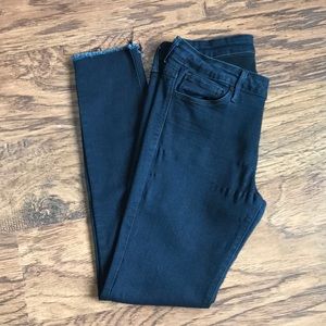 Just black dark blue frayed hem jeans